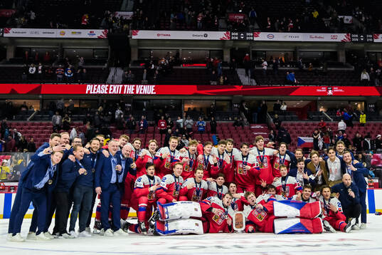 Players of Czech Republic celebrate winning