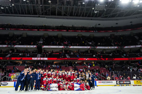 Players of Czech Republic celebrate winning