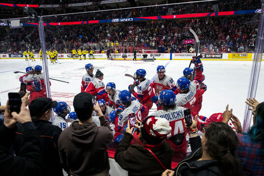 Players of Czech Republic celebrate winning