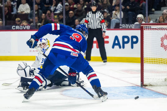 Ryan Leonard of USA misses a chance to score
