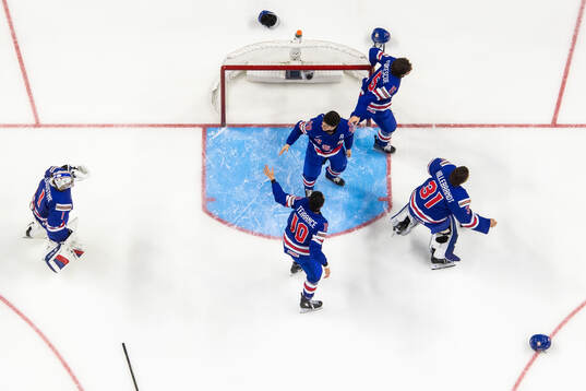 Goaltender Trey Augustine, Carey Terrance, Zeev Buuim, Drew