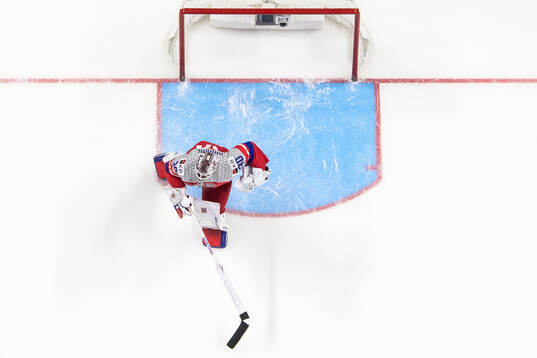 Goaltender Michael Hrabal of Czech Republic celebrates