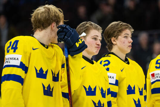 Zeb Forsfjäll and Isac Hedqvist of Sweden look dejected
