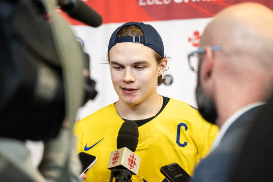 Axel Sandin-Pellikka of Sweden is interviewed