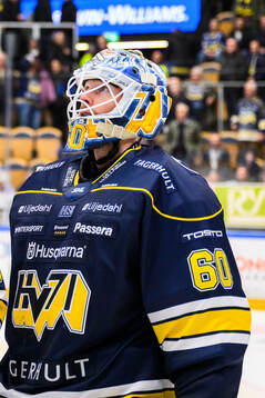 HV71s målvakt Hugo Alnefelt deppar