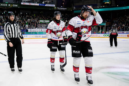 Malmö Redhawks Dominik Badinka och Johan Ivarsson deppar