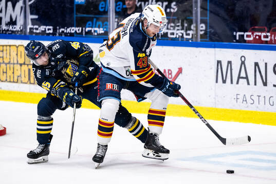 Södertäljes Sebastian Dyk och Djurgårdens Max Krogdahl