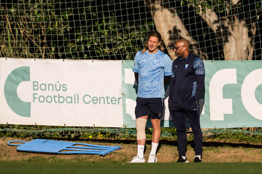 Malmö FFs målvakt Johan Dahlin och scout Jeffrey Aubynn