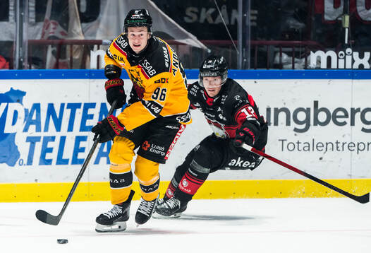 Luleås Pontus Andreasson och Malmö Redhawks Linus Öberg