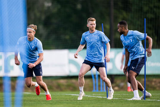 Malmö FFs Erik Botheim, Anders Christiansen och Isaac