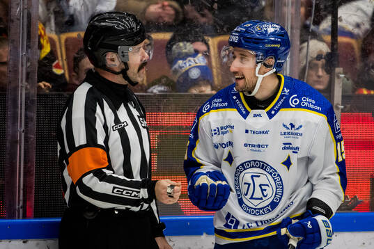 Domare Daniel Wessner och Leksands Max Veronneau