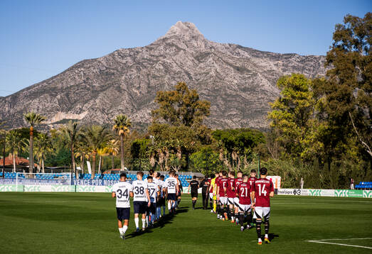 The players enter the pitch