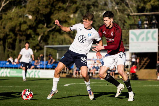 Hugo Bolin of Malmö FF and Martin Vitik of Sparta Prag