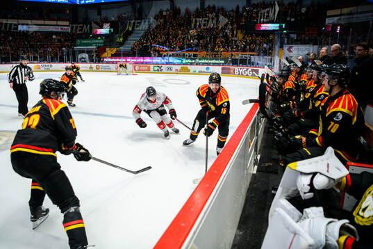 Malmö Redhawks Linus Öberg och Brynäs Simon Bertilsson