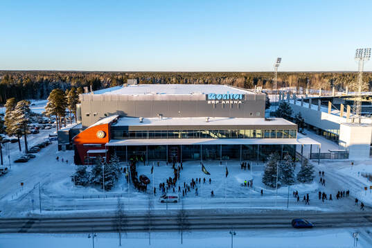 Drönarvy av Monitor ERP Arena