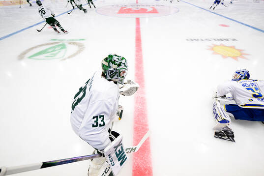 Färjestads målvakt Maxime Lagacé och Leksands målvakt