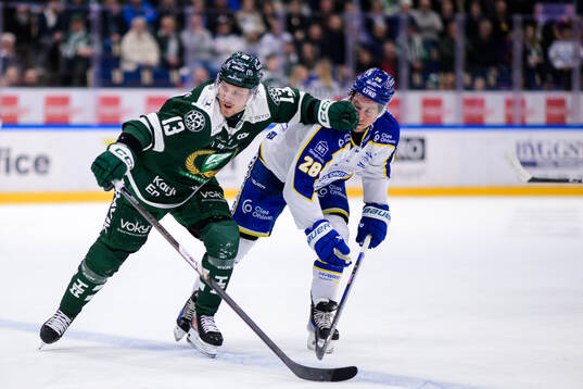Färjestads Joel Kellman och Leksands Justin Glenn Kloos