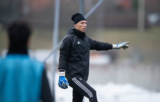 IFK Hässleholms målvakt Felix Persson i internmatchen i