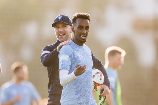 Malmö FFs tränare Henrik Rydström och Taha Ali