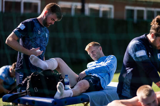 Malmö FFs Anders Christiansen får vård av naprapat David