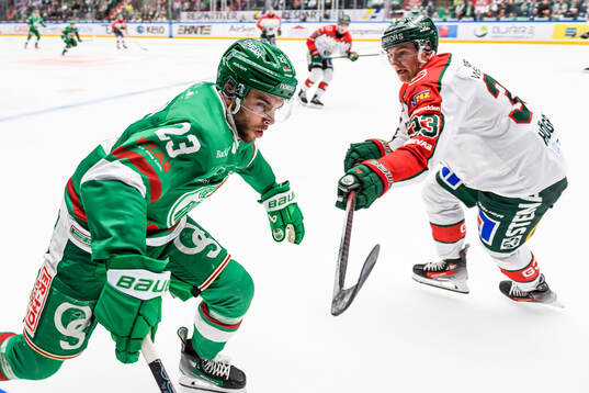 Rögles Josh Dickinson och Frölundas Linus Högberg