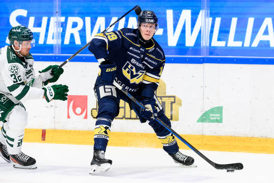 Färjestads Magnus Nygren och HV71s Henrik Borgström