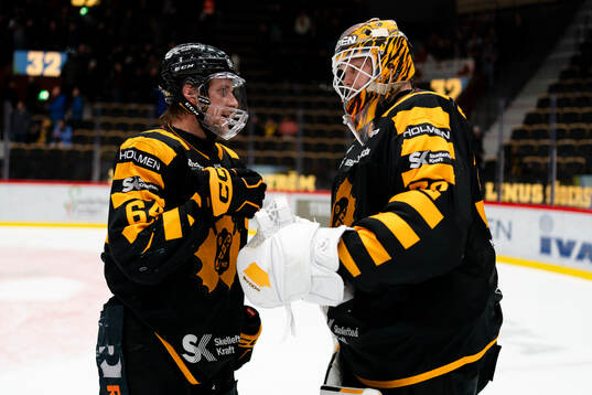 Skellefteås Jonathan Pudas och målvakt Linus Söderström