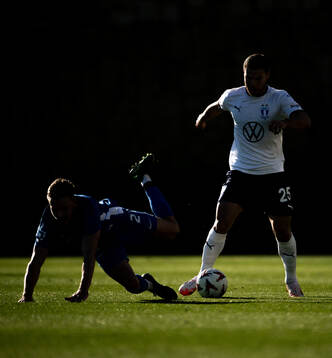 Dominik Plechaty of Slovan Liberec and Gabriel Busanello of