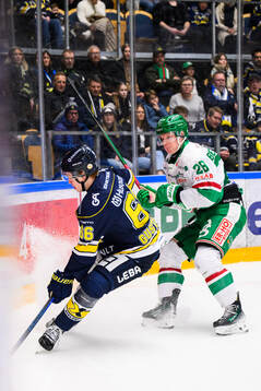HV71s Viggo Gustafsson och Rögles Anton Bengtsson