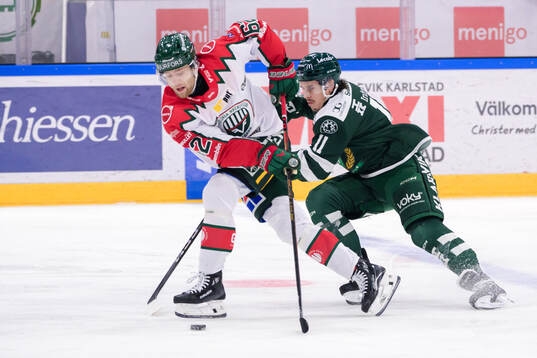 Frölundas Wiktor Nilsson och Färjestads Joakim Nygård