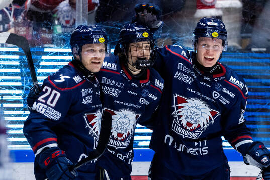 Linköpings Eddie Genborg jublar med lagkamrater
