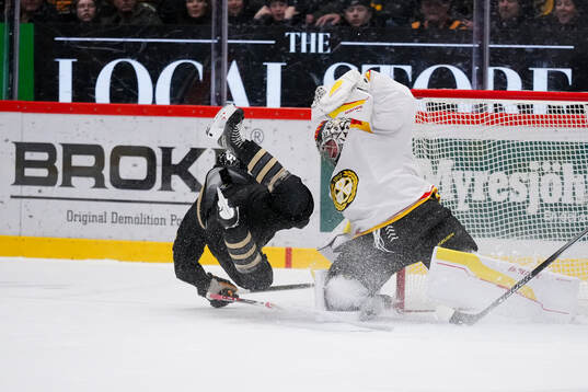 Skellefteås Frans Haara och Brynäs målvakt Ludvig Persson