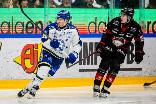 Leksands Justin Glenn Kloos och Malmö Redhawks Robin Salo