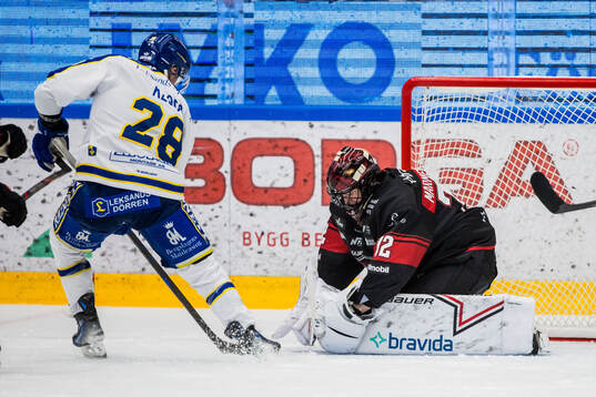 Leksands Justin Glenn Kloos och Malmö Redhawks målvakt