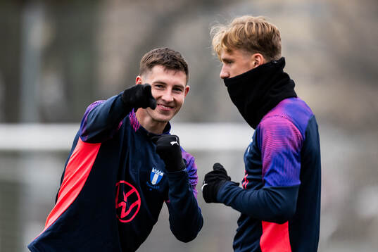 Lasse Berg Johnsen and Erik Botheim of Malmö FF