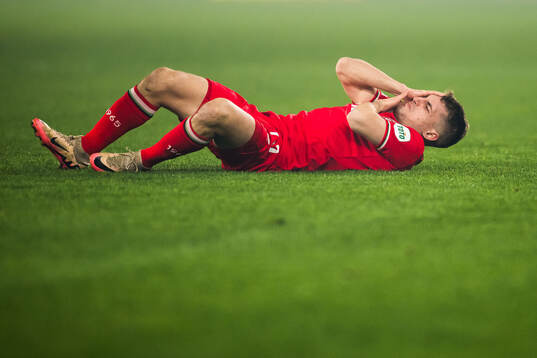 Michal Sadilek of Twente in pain nduring the UEFA Europa
