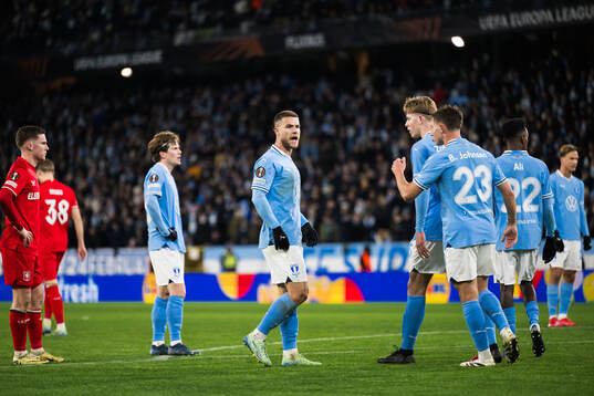 Gabriel Busanello of Malmö FF reacts