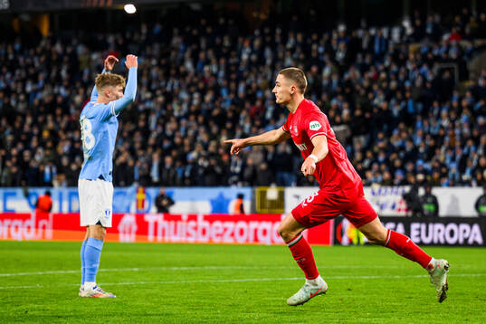 Hugo Bolin of Malmö FF looks dejected and Gustaf