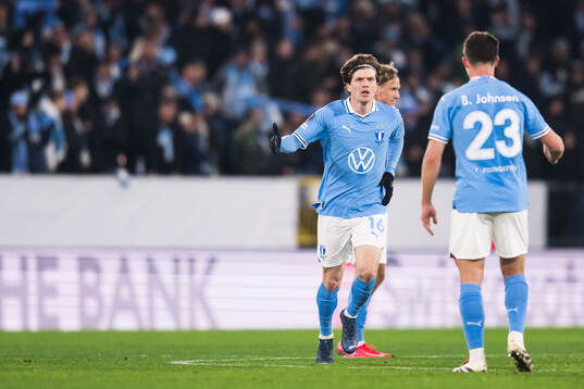 Oliver Berg and Lasse Berg Johnsen of Malmö FF celebrate