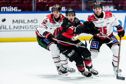 Malmö Redhawks Nikola Pasic och Örebros Noah Steen och