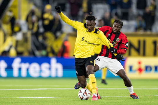 Jalal Abdullai of Elfsborg and Issiaga Camara of Nice