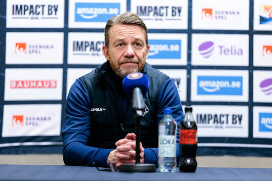 Leksands tränare Charles Berglund på presskonferens