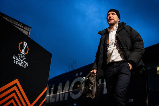 Head coach Henrik Rydström of Malmö FF arrives to the