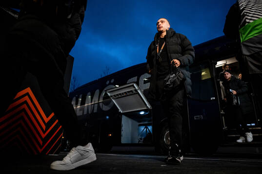 Elison Makolli of Malmö FF arrives to the stadium
