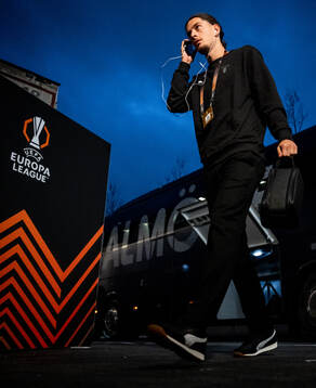 Gentian Lajqi of Malmö FF arrives to the stadium