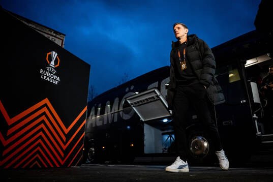 Søren Rieks of Malmö FF arrives to the stadium