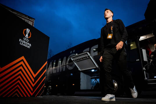 Lasse Berg Johnsen of Malmö FF arrives to the stadium