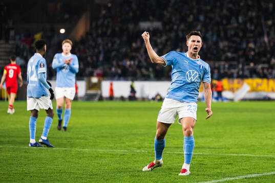 Lasse Berg Johnsen of Malmö FF celebrates