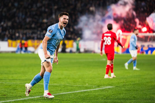Lasse Berg Johnsen of Malmö FF celebrates