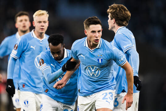Lasse Berg Johnsen of Malmö FF celebrates